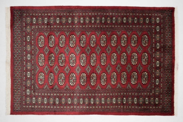 Pakistan Buchara 184x122 Handgeknüpft Teppich 120x180 Rot Orientalisch Kurzflor Orient