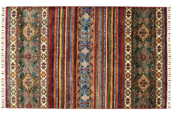 Afghan Khorjin Shaal 180x126 Handgeknüpft Orientteppich 130x180 Beige Floral Wolle
