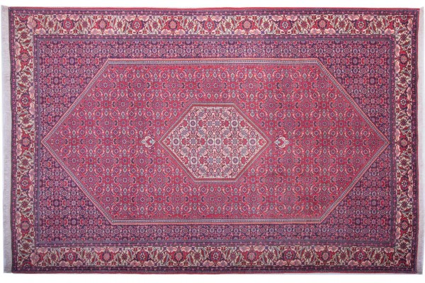 Perser Bidjar Zandjan 302x200 Handgeknüpft Teppich 200x300 Rot Geometrisch Muster