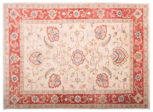 Afghan Chobi Ziegler Fein 144x105 Handgeknüpft Teppich 110x140 Rot Blumenmuster
