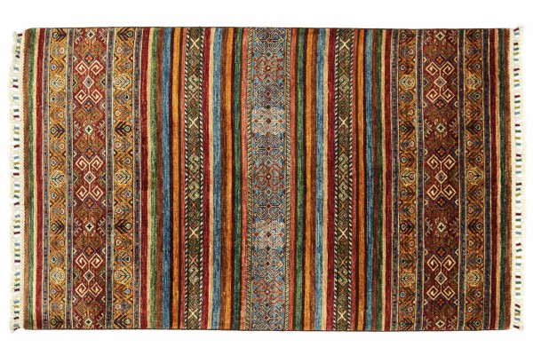 Afghan Ziegler Khorjin 174x120 Handgeknüpft Orientteppich 120x170 Rot Floral Wolle