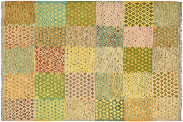 Afghan Maimana Kelim Bunt 297x255 Handgewebt Teppich 260x300 Quadratisch Bunt
