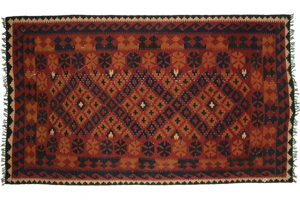 Afghan Maimana Kelim 256x151 Handgewebt Teppich 150x260 Mehrfarbig Orientalisch