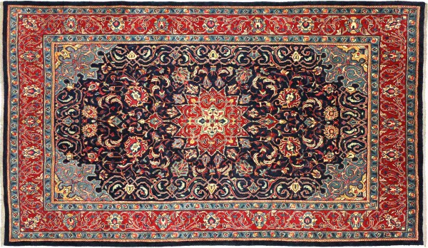 Perser Teppich 323x210 Handgeknüpft Orientteppich 210x320 Blau Medaillon Wolle Kurzflor