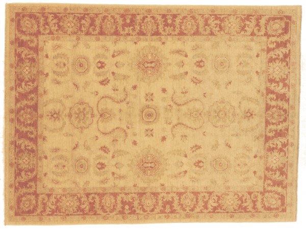 Afghan Chobi Ziegler 233x169 Handgeknüpft Teppich 170x230 Beige Orientalisch Kurzflor
