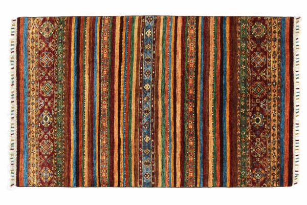 Afghan Khorjin Shaal 181x126 Handgeknüpft Orientteppich 130x180 Rot Floral Wolle