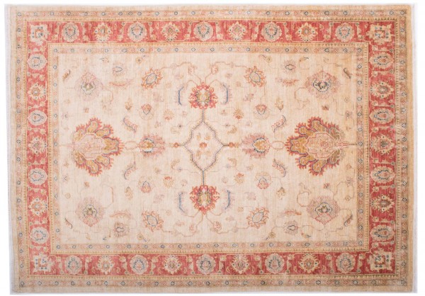 Afghan Chobi Ziegler Fein 197x142 Handgeknüpft Teppich 140x200 Beige Blumenmuster