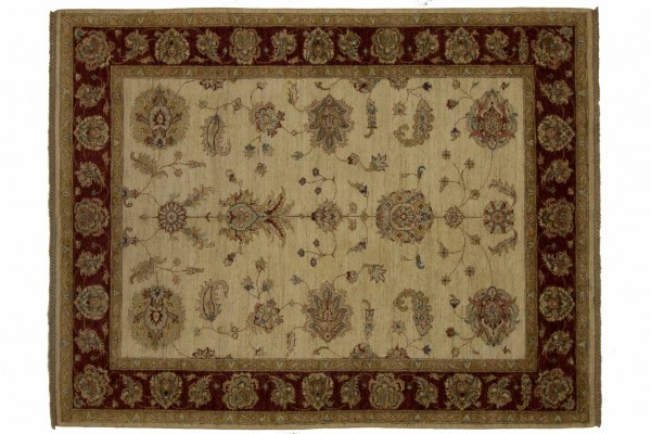 Afghan Chobi Ziegler 196x155 Handgeknüpft Teppich 160x200 Beige Orientalisch Kurzflor