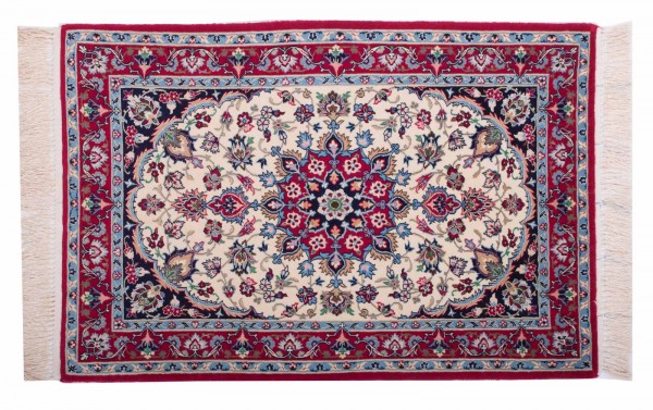 Perser Isfahan 105x71 Handgeknüpft Teppich 70x110 Mehrfarbig Orientalisch Kurzflor