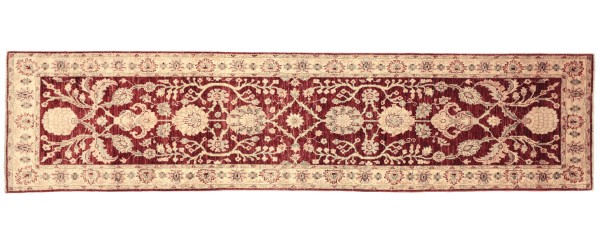 Afghan Chobi Ziegler 294x80 Handgeknüpft Teppich 80x290 Läufer Rot Orientalisch