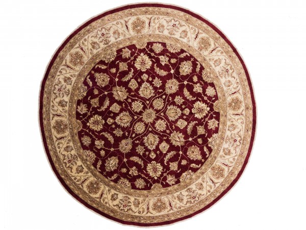 Afghan Chobi Ziegler Rund 304x304 Handgeknüpft Teppich 300x300 Quadratisch Rot