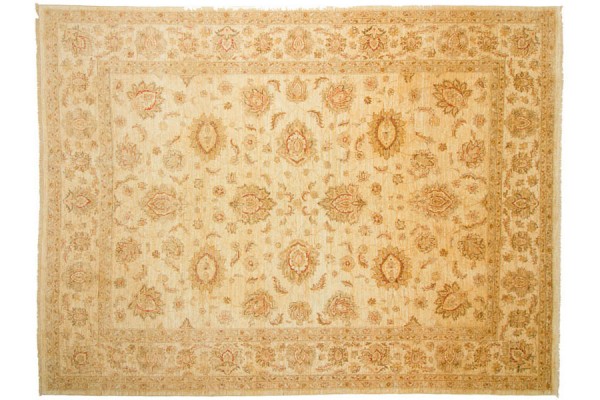 Afghan Chobi Ziegler 308x237 Handgeknüpft Teppich 240x310 Beige Orientalisch Kurzflor