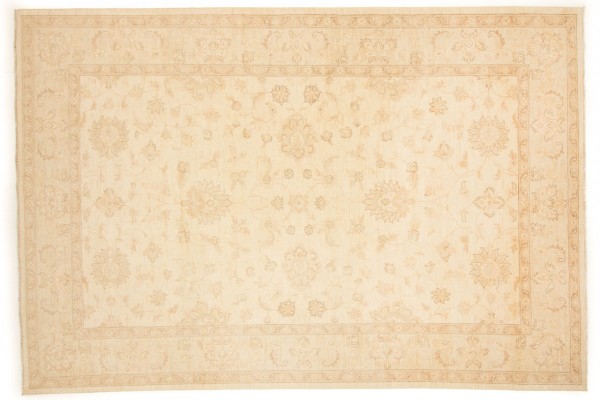 Afghan Chobi Ziegler 301x205 Handgeknüpft Teppich 210x300 Beige Orientalisch Kurzflor