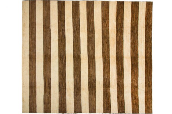 Afghan Modern Chobi Ziegler 343x297 Handgeknüpft Teppich 300x340 Quadratisch Beige