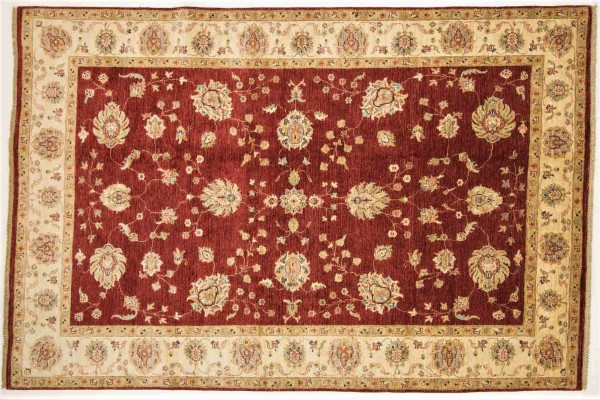 Afghan Chobi Ziegler 300x201 Handgeknüpft Teppich 200x300 Rot Orientalisch Kurzflor