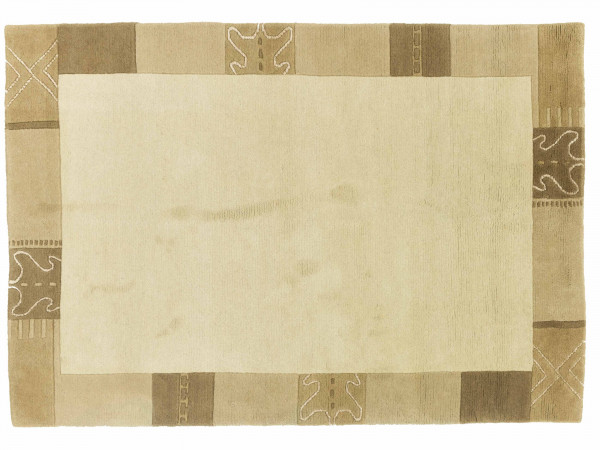 Nepal 176x122 Handgeknüpft Teppich 120x180 Beige Umrandung Kurzflor Orient Rug