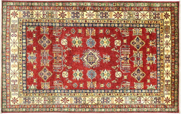 Afghan Kazak Fein 214x149 Handgeknüpft Orientteppich 150x210 Rot Geometrisch Wolle