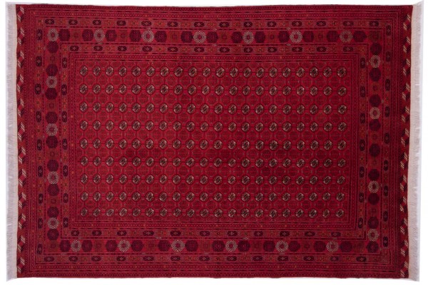 Afghan Mauri 288x199 Handgeknüpft Teppich 200x290 Rot Geometrisch Muster Kurzflor