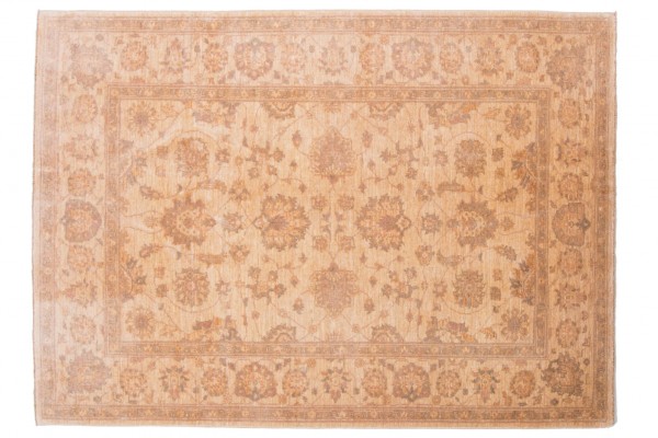 Afghan Chobi Ziegler 194x145 Handgeknüpft Teppich 150x190 Beige Orientalisch Kurzflor