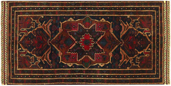 Afghan Belutsch Baluch 186x112 Handgeknüpft Orientteppich 110x190 Dunkelblau