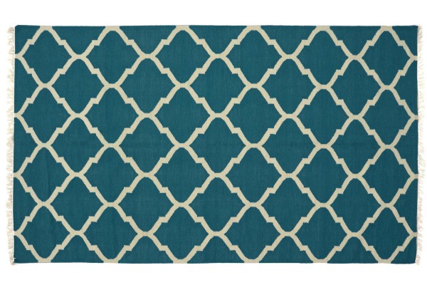 Kelim 270x170 Handgewebt Teppich 170x270 Blau Ornamente Handarbeit Orient Zimmer