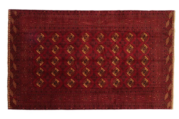 Afghan Buchara 283x195 Handgeknüpft Teppich 200x280 Rot Geometrisch Kurzflor Orient Rug