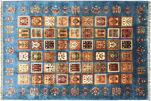 Afghan Khorjin Shaal 295x206 Handgeknüpft Orientteppich 210x300 Blau Feldmuster Wolle