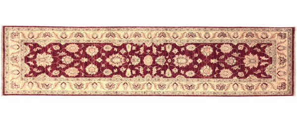 Afghan Chobi Ziegler 300x79 Handgeknüpft Teppich 80x300 Läufer Rot Orientalisch