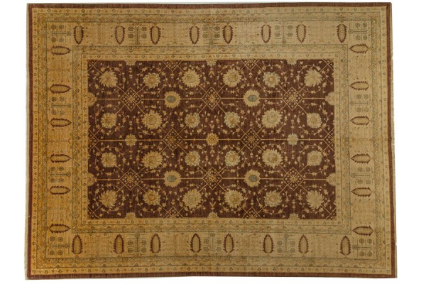 Afghan Chobi Ziegler 394x297 Handgeknüpft Teppich 300x390 Braun Orientalisch Kurzflor