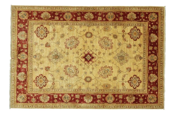 Afghan Chobi Ziegler 224x171 Handgeknüpft Teppich 170x220 Beige Floral Kurzflor Orient