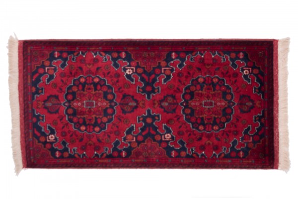 Afghan Belgique Khal Mohammadi 100x50 Handgeknüpft Teppich 50x100 Braun Geometrisch