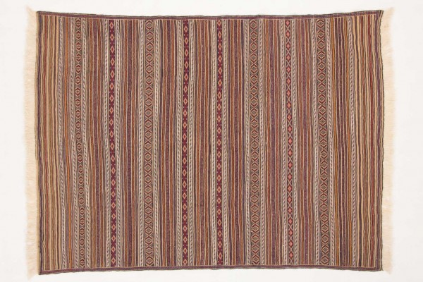 Afghan Mushwani Kelim 181x130 Handgewebt Teppich 130x180 Mehrfarbig Linien Handarbeit