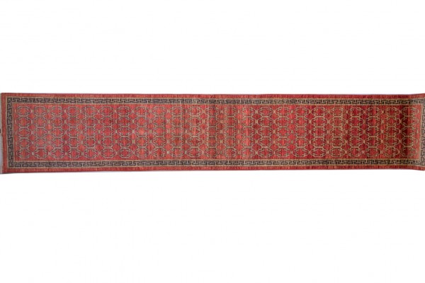 Afghan Chobi Ziegler 473x86 Handgeknüpft Teppich 90x470 Läufer Rot Orientalisch