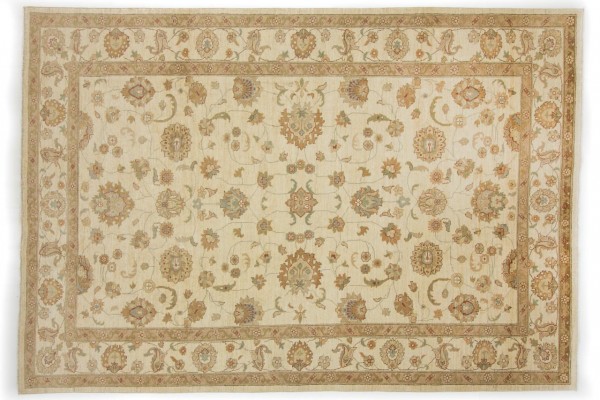 Afghan Chobi Ziegler 295x203 Handgeknüpft Teppich 200x300 Beige Orientalisch Kurzflor