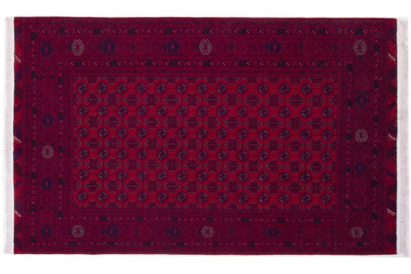 Afghan Orientteppich 195x118 Handgeknüpft Teppich 120x200 Rot Geometrisch Muster