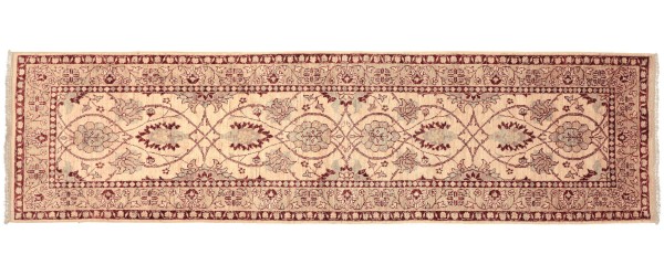 Afghan Chobi Ziegler 289x86 Handgeknüpft Teppich 90x290 Läufer Beige Orientalisch