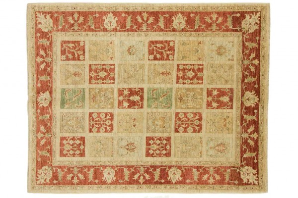 Afghan Chobi Ziegler 187x150 Handgeknüpft Teppich 150x190 Beige Geometrisch Muster