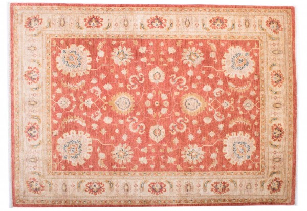 Afghan Chobi Ziegler Fein 203x143 Handgeknüpft Teppich 140x200 Beige Blumenmuster