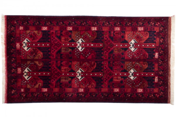 Afghan Belgique Khal Mohammadi 100x50 Handgeknüpft Teppich 50x100 Braun Geometrisch