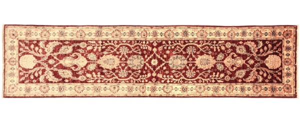 Afghan Chobi Ziegler 293x81 Handgeknüpft Teppich 80x290 Läufer Beige Orientalisch