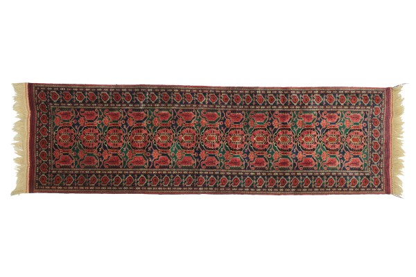 Kaukasus Bashir 310x84 Handgeknüpft Teppich 80x310 Läufer Rot Geometrisch Kurzflor