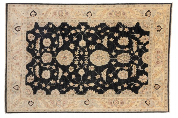 Afghan Chobi Ziegler 302x203 Handgeknüpft Teppich 200x300 Beige Blumenmuster Kurzflor