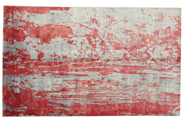 Handloom Vintage 230x160 Handgewebt Teppich 160x230 Rot Abstrakt Handarbeit Orient