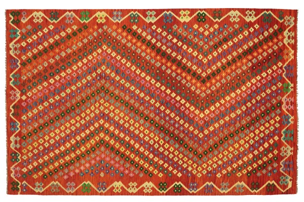 Afghan Maimana Kelim Bunt 295x205 Handgewebt Teppich 210x300 Bunt Geometrisch Orient