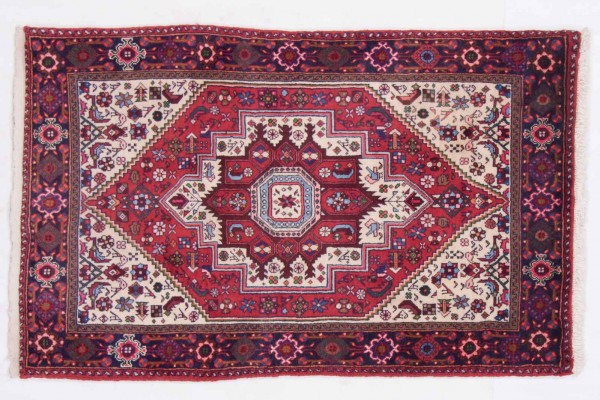 Perser Qultug 120x76 Handgeknüpft Teppich 80x120 Rot Orientalisch Kurzflor Orient Rug
