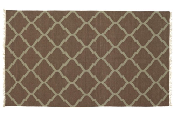 Kelim 270x170 Handgewebt Teppich 170x270 Braun Ornamente Handarbeit Orient Zimmer