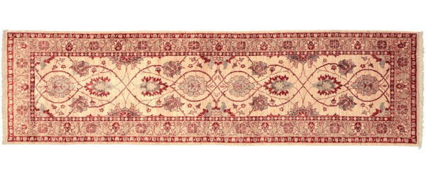 Afghan Chobi Ziegler 288x86 Handgeknüpft Teppich 90x290 Läufer Beige Orientalisch