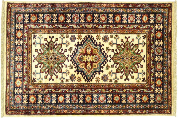 Afghan Kazak Fein 159x96 Handgeknüpft Orientteppich 100x160 Beige Umrandung Wolle