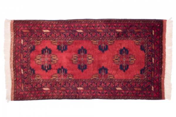 Afghan Belgique Khal Mohammadi 100x50 Handgeknüpft Teppich 50x100 Braun Geometrisch
