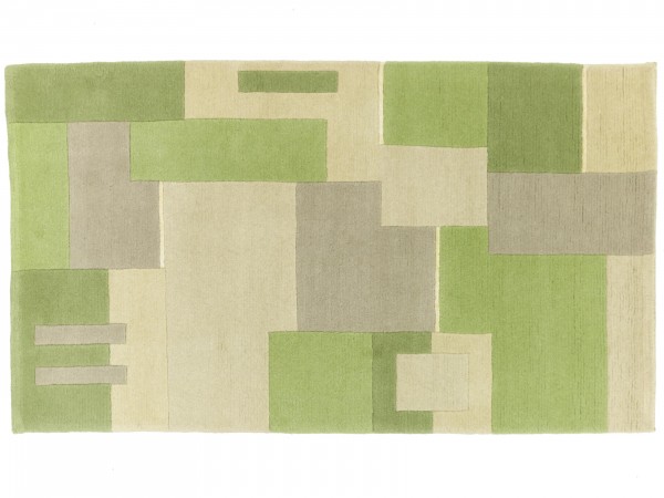 Nepal 161x94 Handgeknüpft Teppich 90x160 Grün Geometrisch Muster Kurzflor Orient Rug